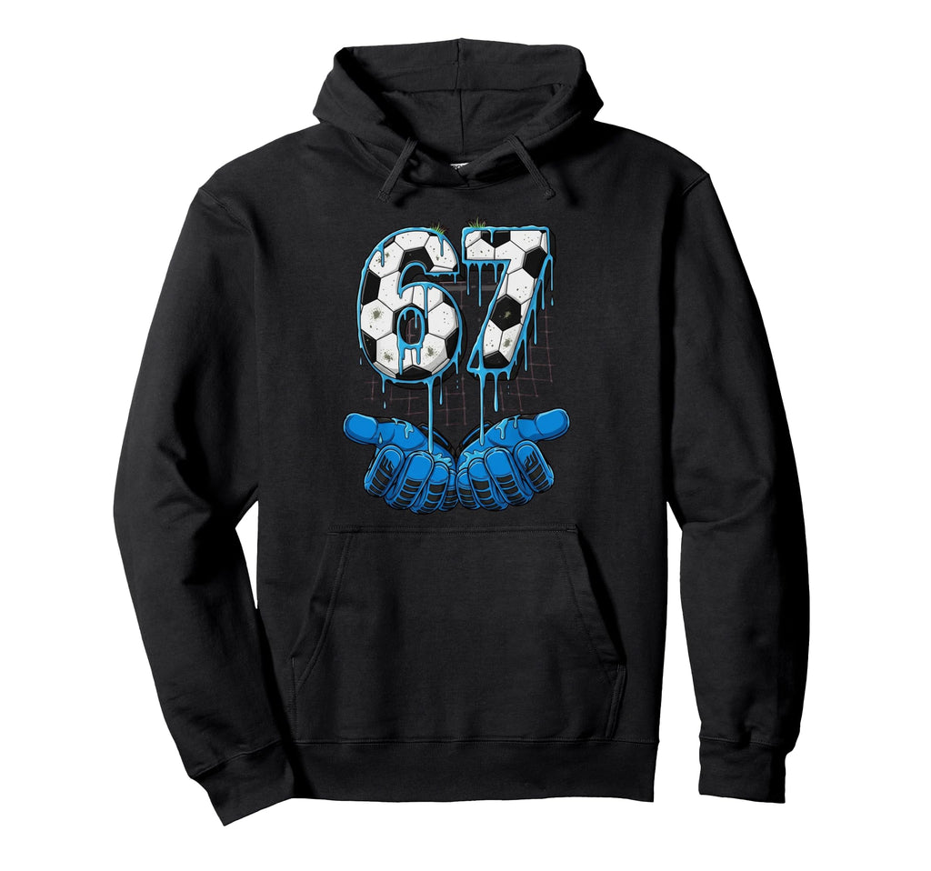 Soccer Number 67 Goalie Gloves Ball Hoodie - Graphic Print for Adults