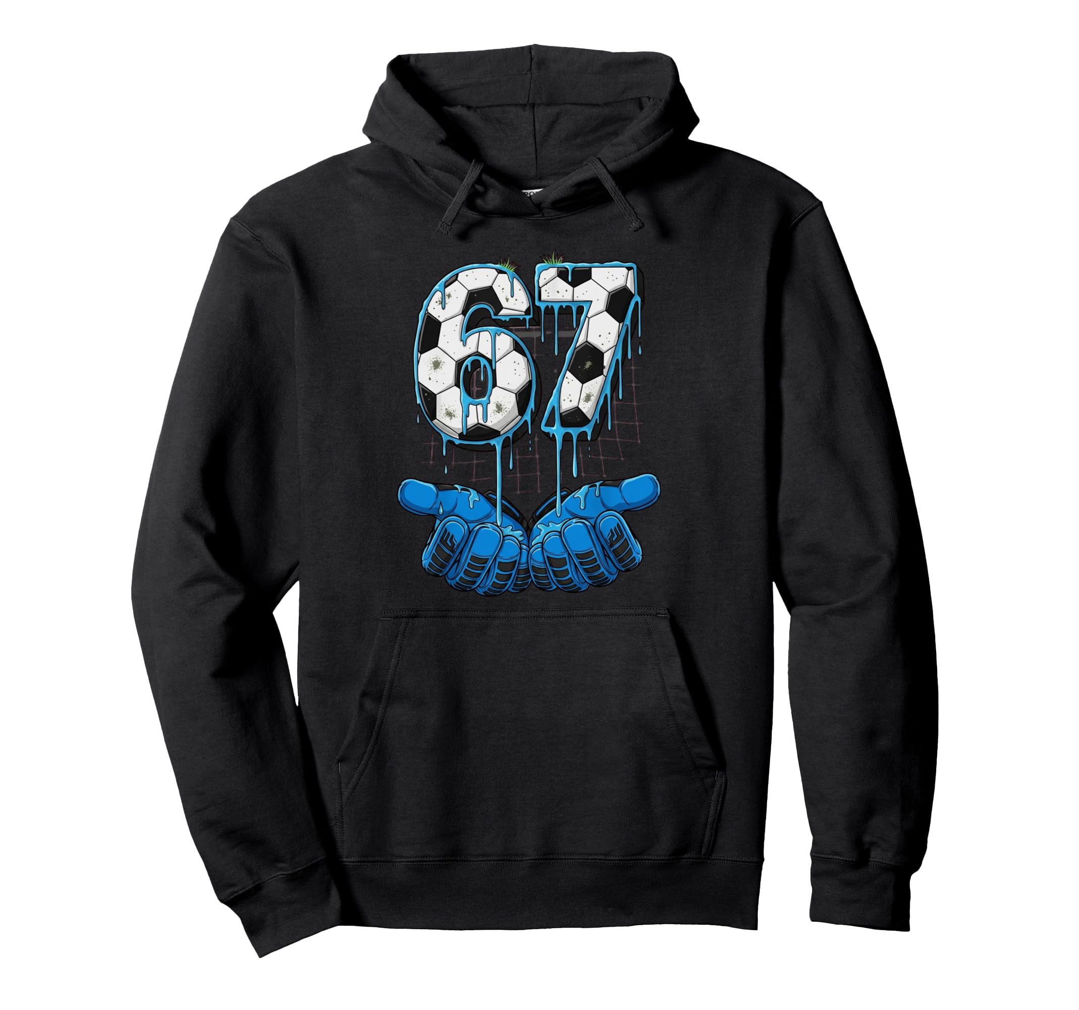 Soccer Number 67 Goalie Gloves Ball Hoodie - Graphic Print for Adults