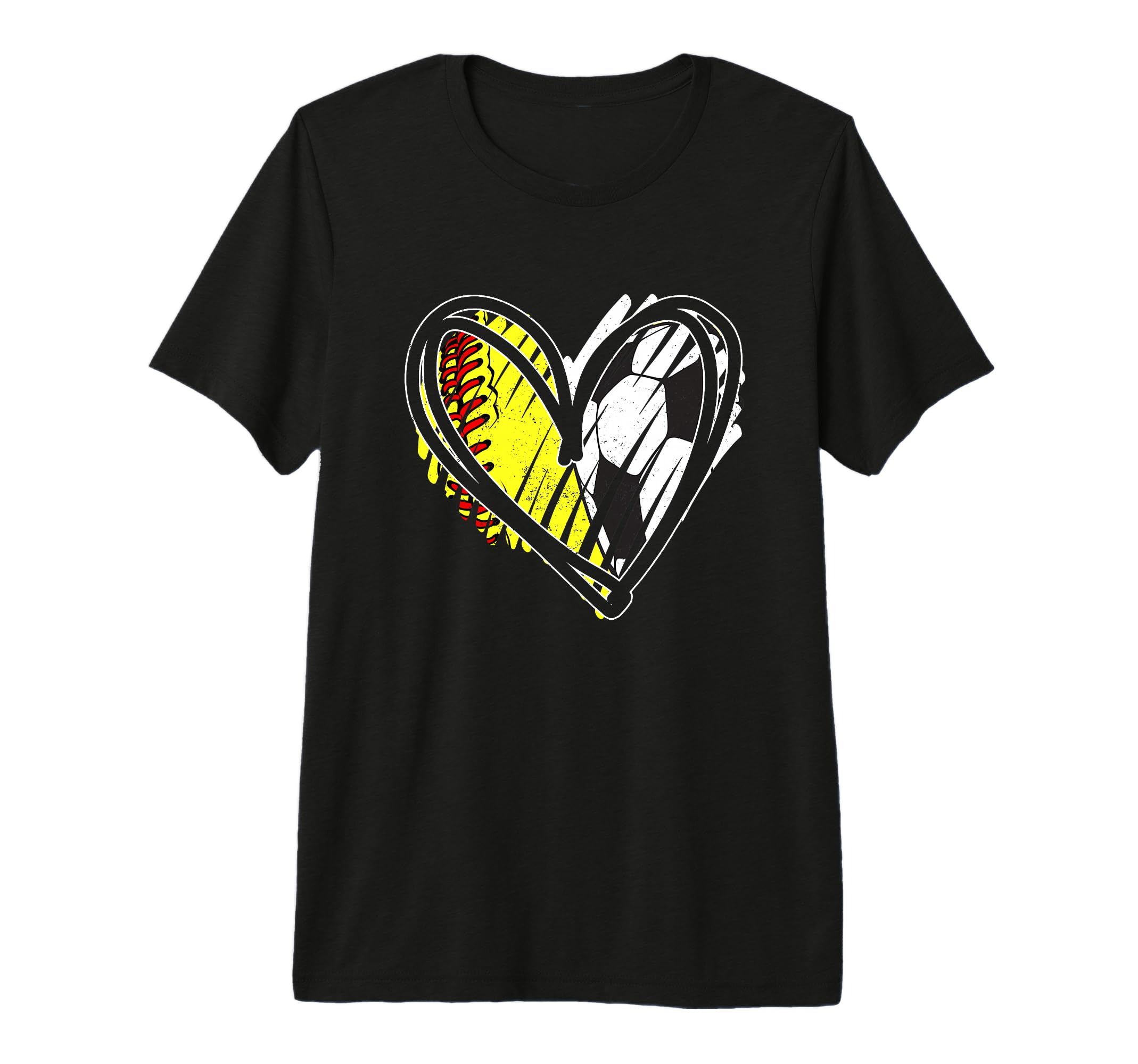 Softball Soccer Ball Heart Love Tri T-Shirt - Custom Art Print for Adults