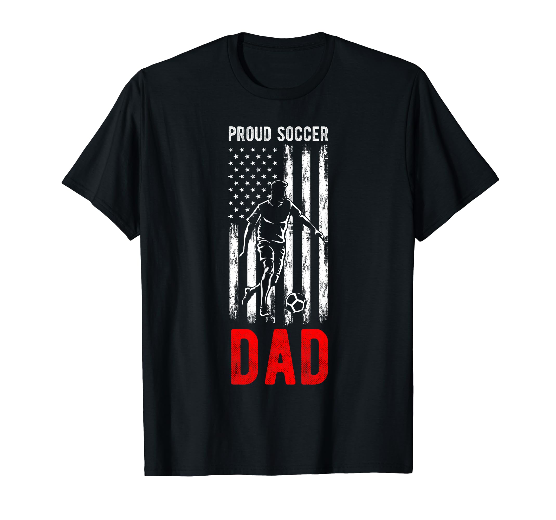 Proud Soccer Dad Usa Flag Family Football T-Shirt - Graphic Print Unisex
