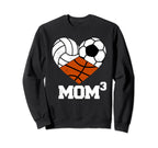 Mom Cubed Mom3 Mom Three Sweatshirt - Minimalist Print for Adults