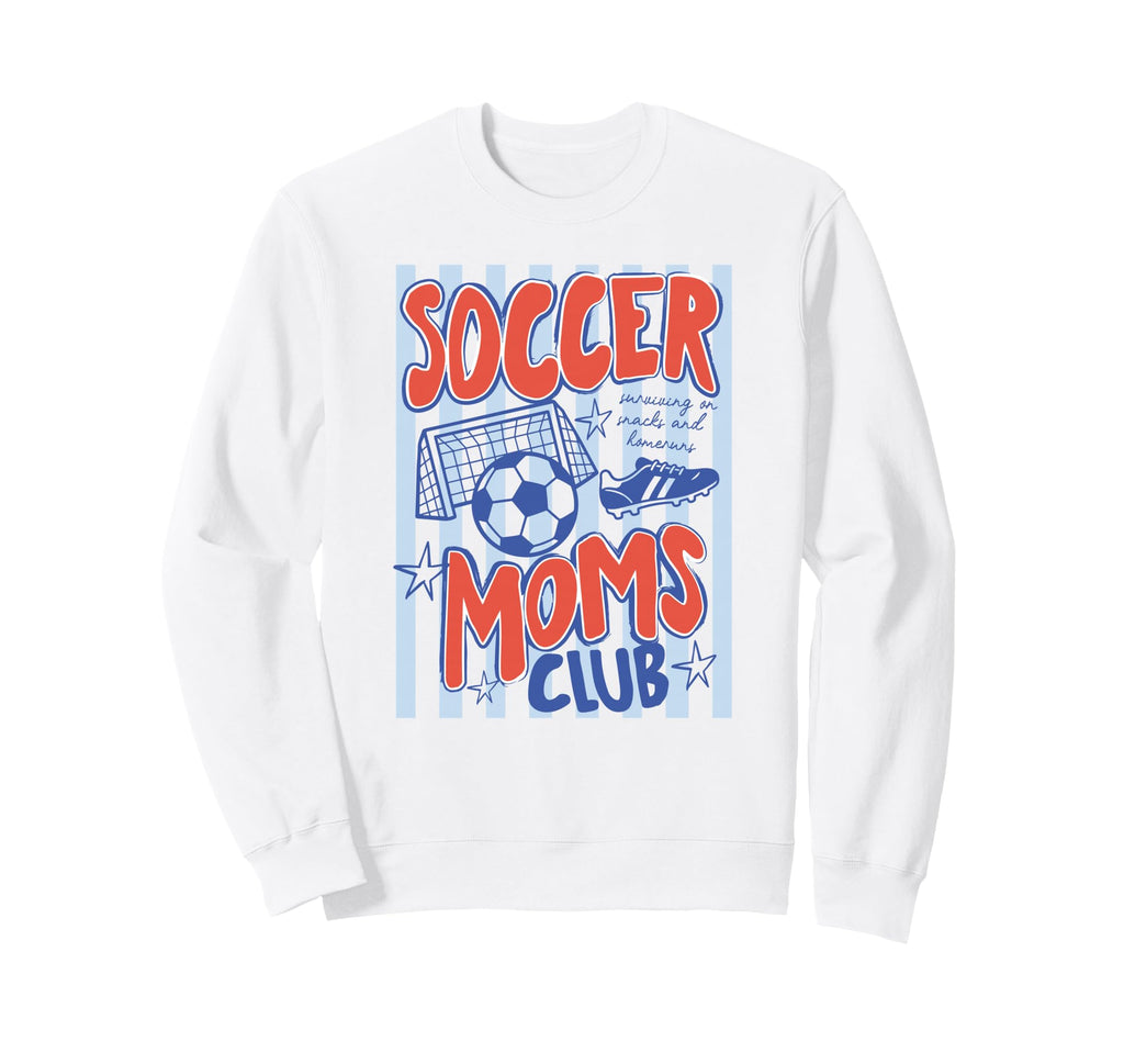Striped Soccer Moms Club Sweatshirt - Casual Everyday Wear for Adults