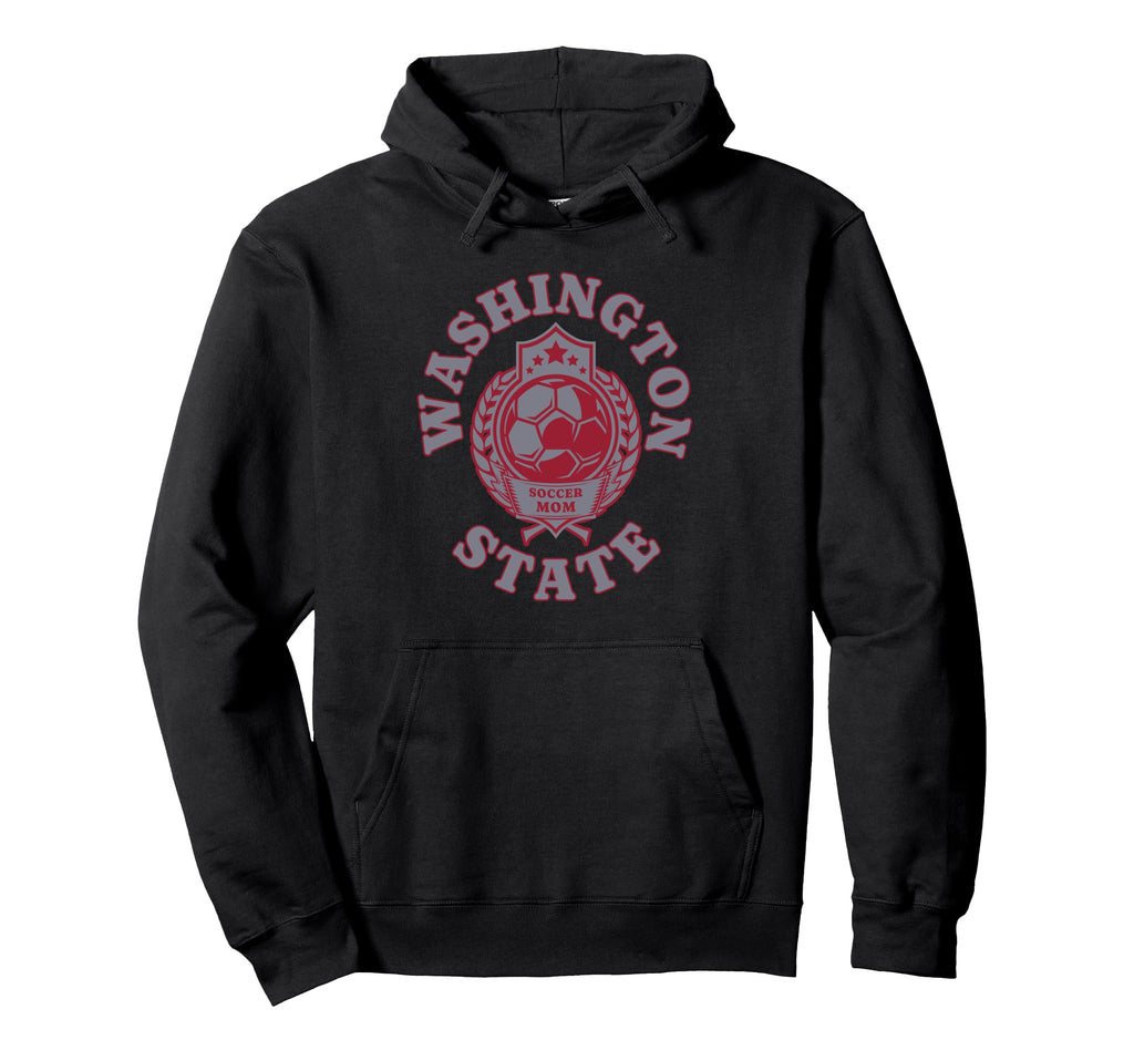 Red And Gray Washington Soccer Mom Hoodie - Unique Graphic Unisex