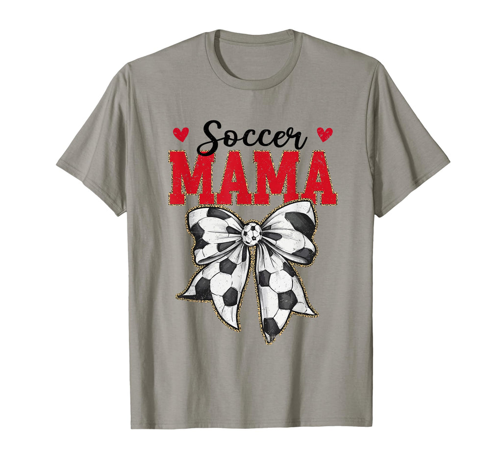 Soccer Mama Bow Leopard Soccer Lovers T-Shirt - Novelty Apparel Unisex