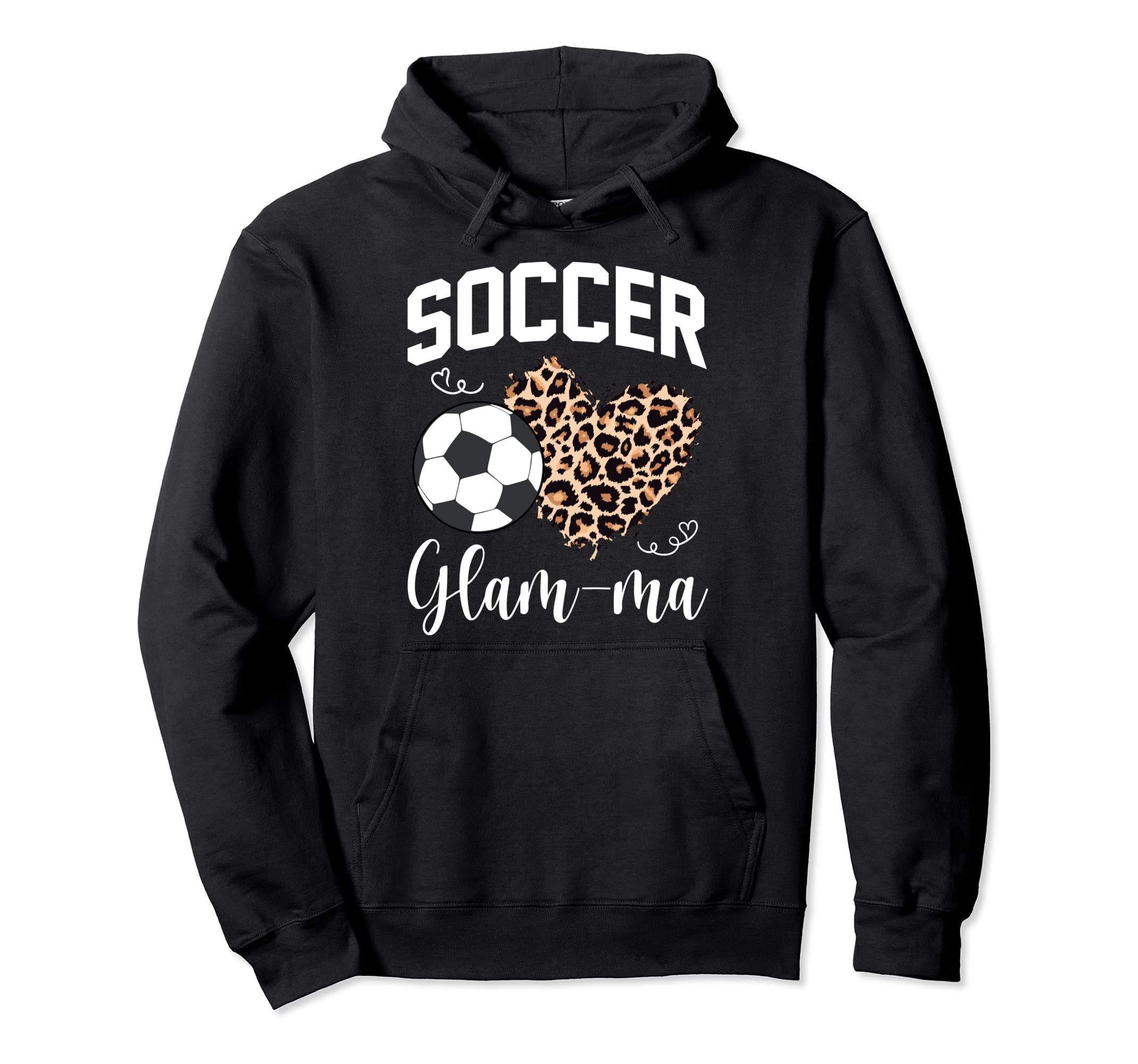 Soccer Glam Ma Heart Leopard Mom Grandma Hoodie - Streetwear Style Unisex