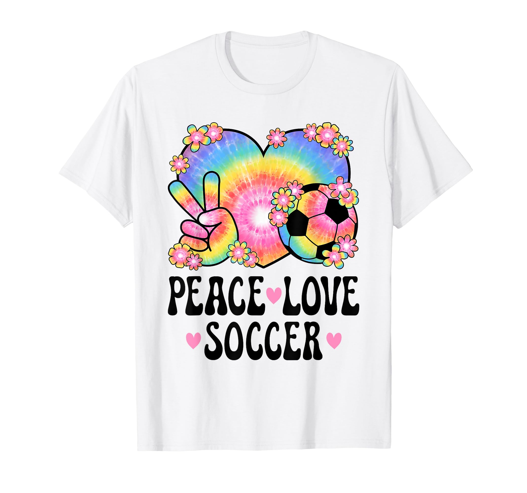 Peace Love Soccer Lover 60S 70S T-Shirt - Casual Everyday Wear Unisex