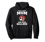 Just Busy Mom Who Raise Ballers Soccer Hoodie - Unique Graphic Unisex