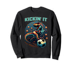 T Rex Dinosaur Soccer Player Sweatshirt - Fun Novelty Design Men Women
