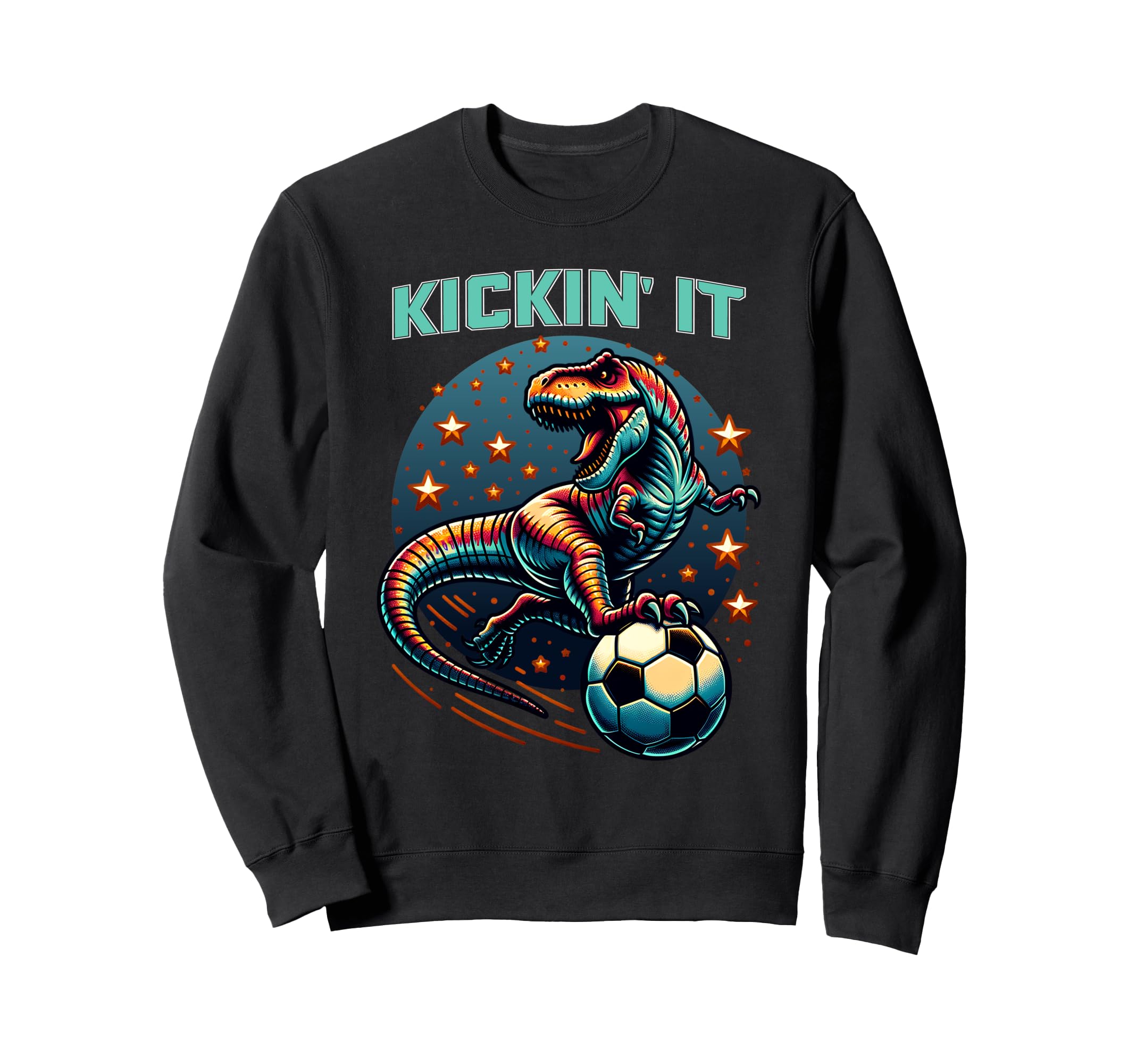 T Rex Dinosaur Soccer Player Sweatshirt - Fun Novelty Design Men Women