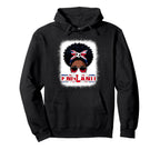 England Messy Bun Black Soccer Hoodie - Casual Everyday Wear for Adults