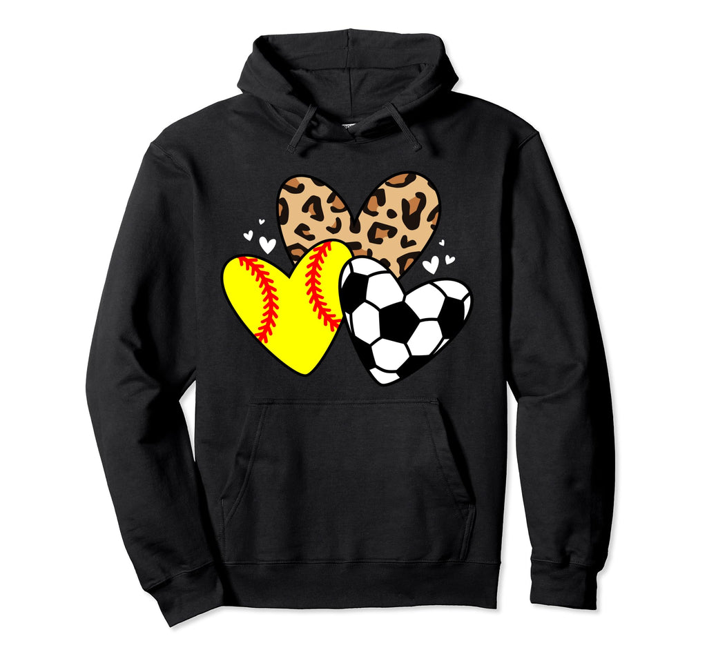 Soccer Softball Heart Funny Soccer Hoodie - Fun Novelty Design for Adults