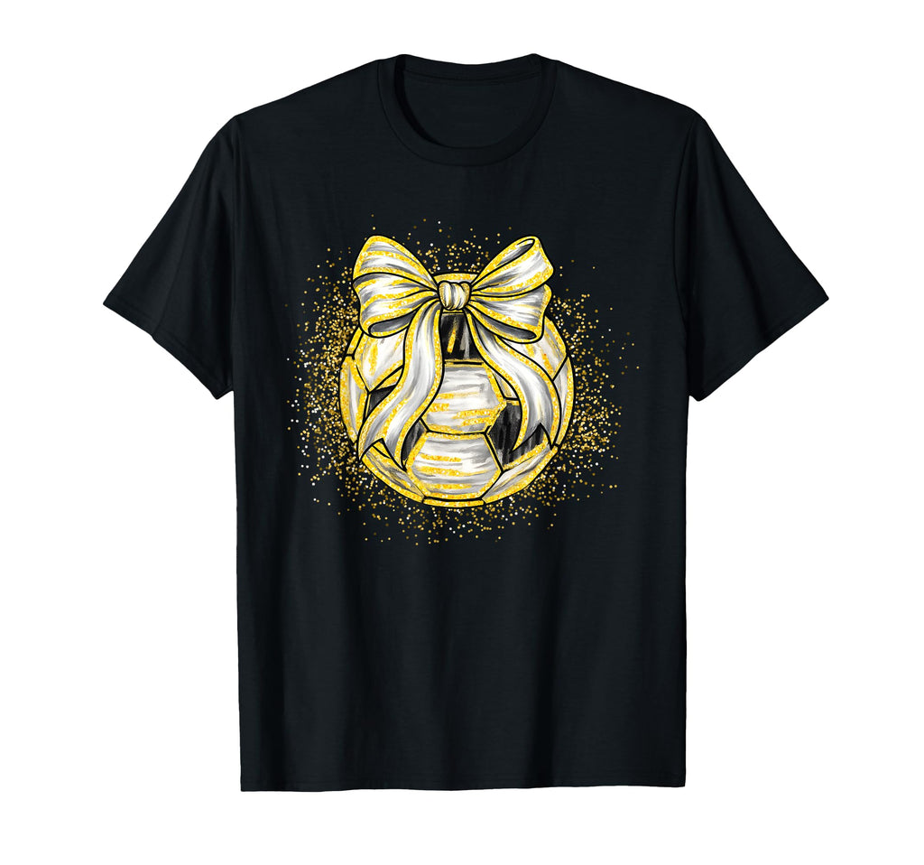 Soccer Game Day Gold Coquette Soccer T-Shirt - Minimalist Print for Adults