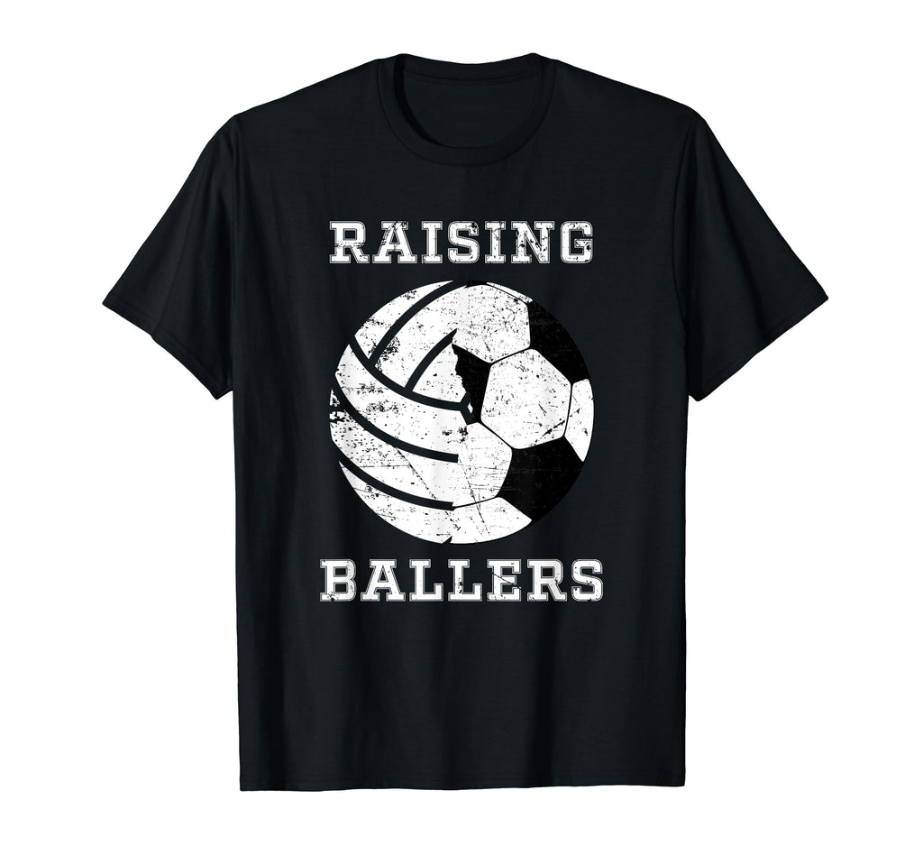 Raising Ballers Soccer Volleyball Dad Gifts T-Shirt - Unique Graphic Unisex