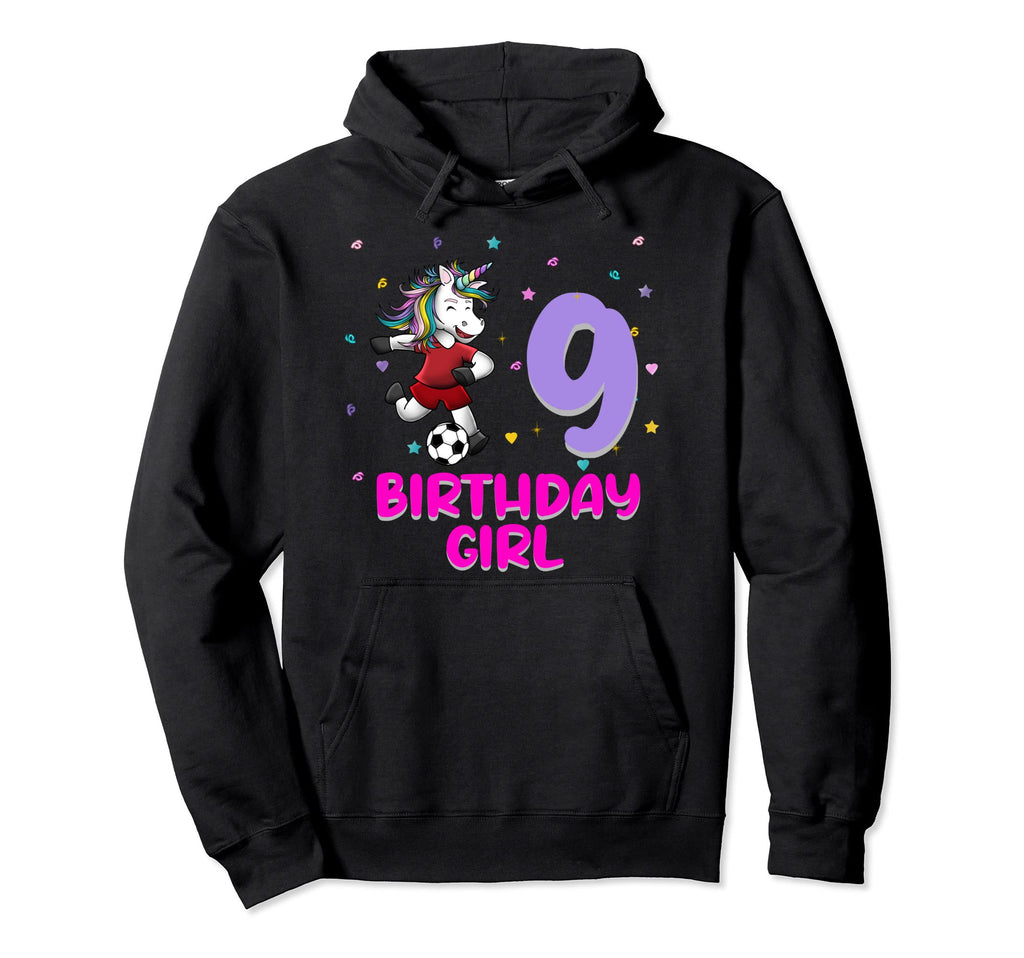 Unicorn Soccer 9Th Birthday Love Funny 9 Hoodie - Trendy Graphic Men Women