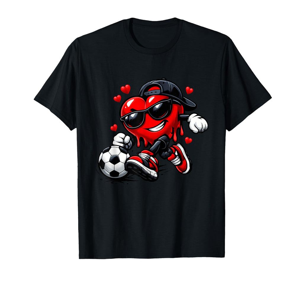 Valentine Soccer Heart Funny Dripping T-Shirt - Aesthetic Graphic Unisex