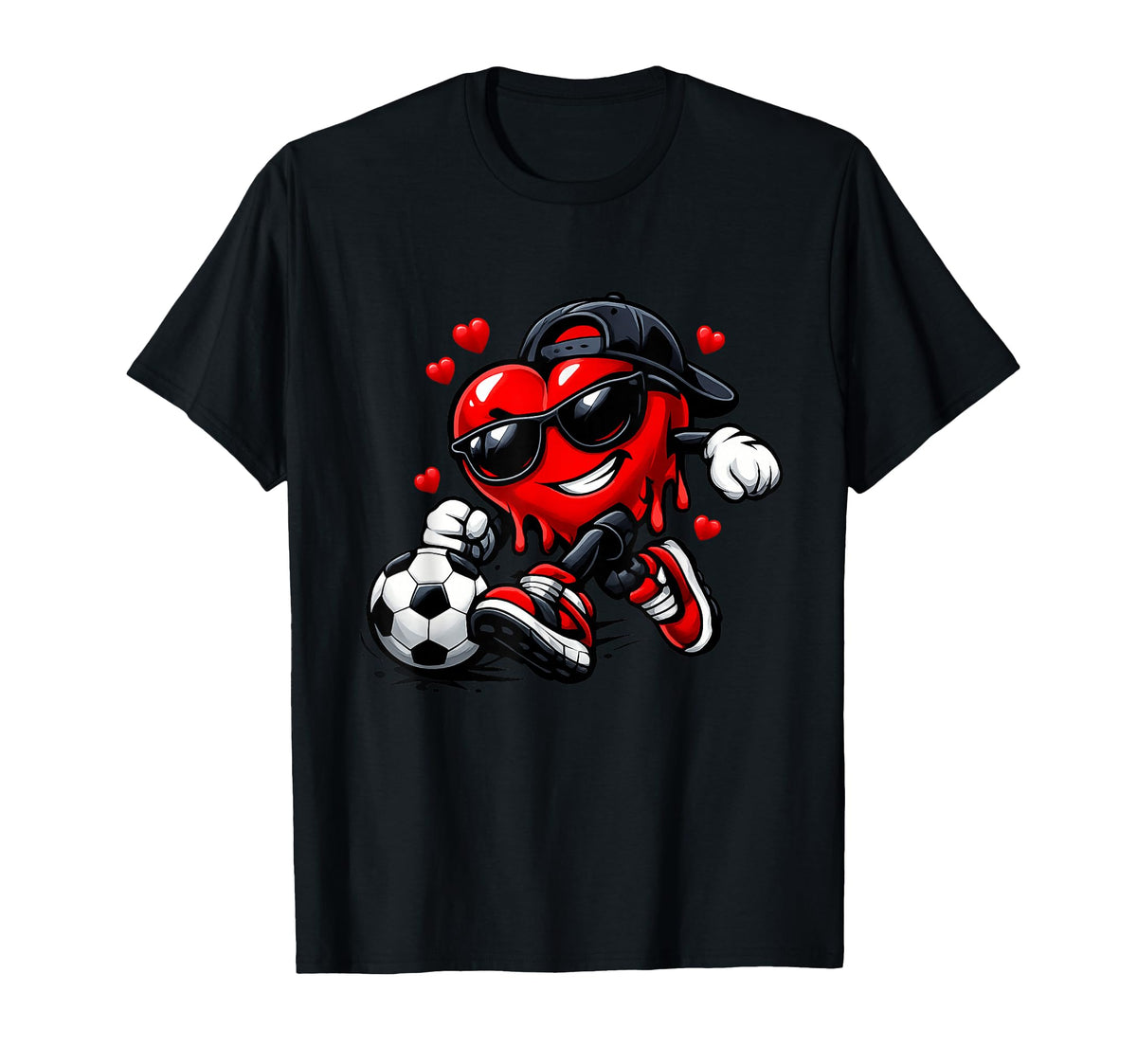 Valentine Soccer Heart Funny Dripping T-Shirt - Aesthetic Graphic Unisex