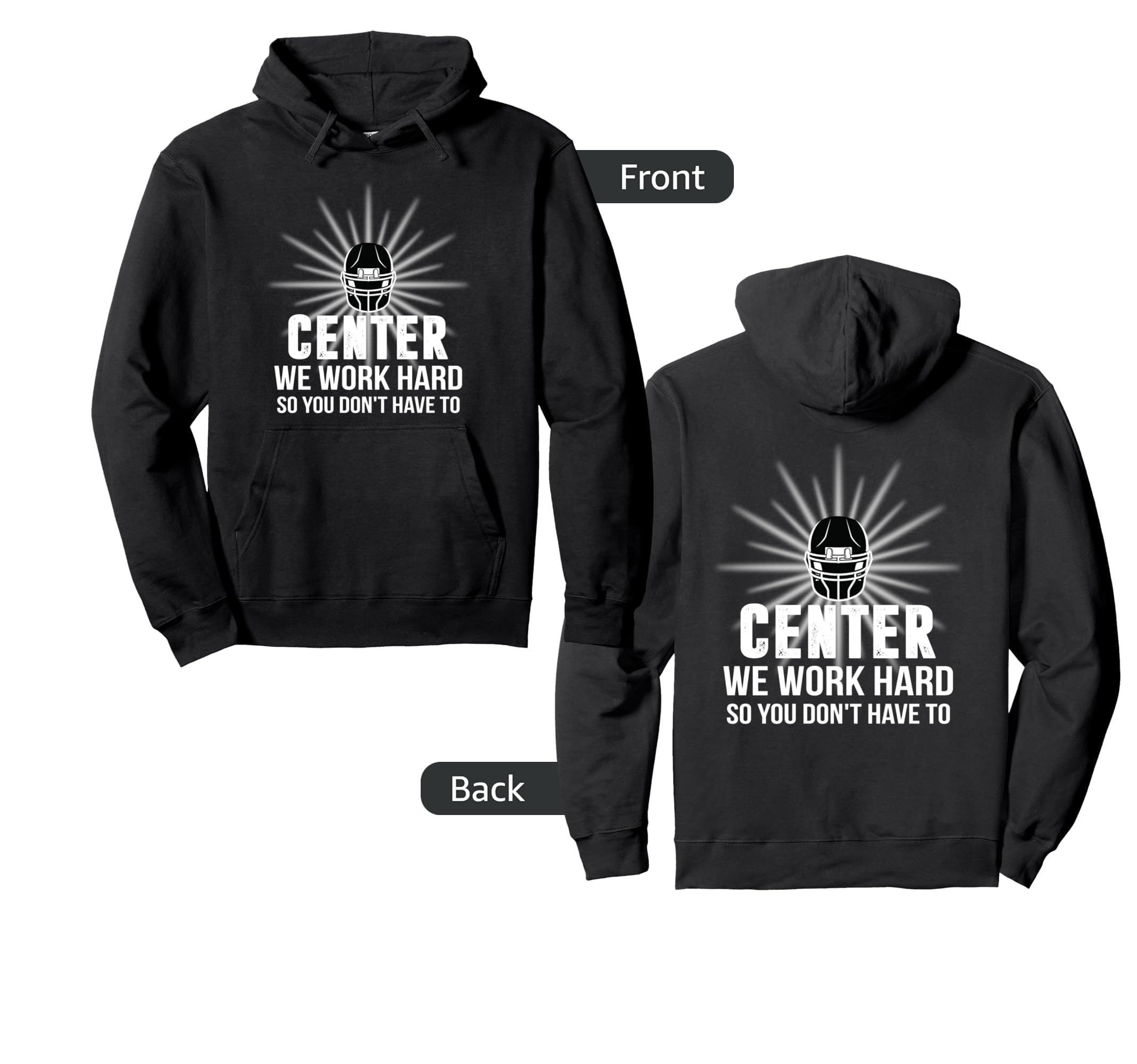 Football Soccer Center We Work Hard So Hoodie - Minimalist Print Unisex