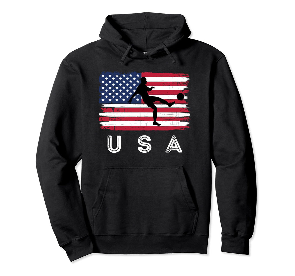 Soccer Patriotic Distressed American Hoodie - Casual Everyday Wear Unisex