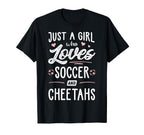 Just Who Loves Soccer And Cheetahs Gift T-Shirt - Graphic Print Unisex