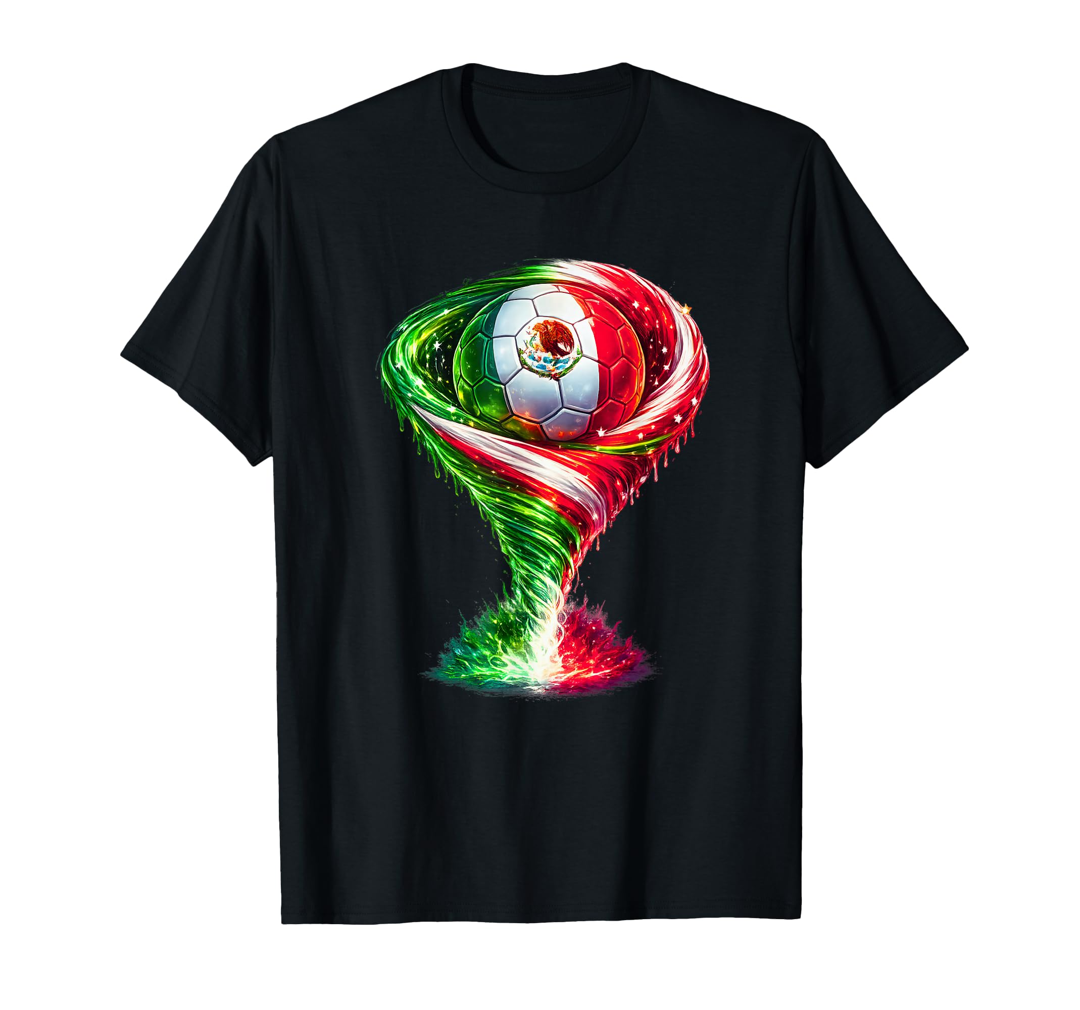 Mexican Flag Soccer Ball Tornado Mexican T-Shirt - Trendy Graphic Unisex