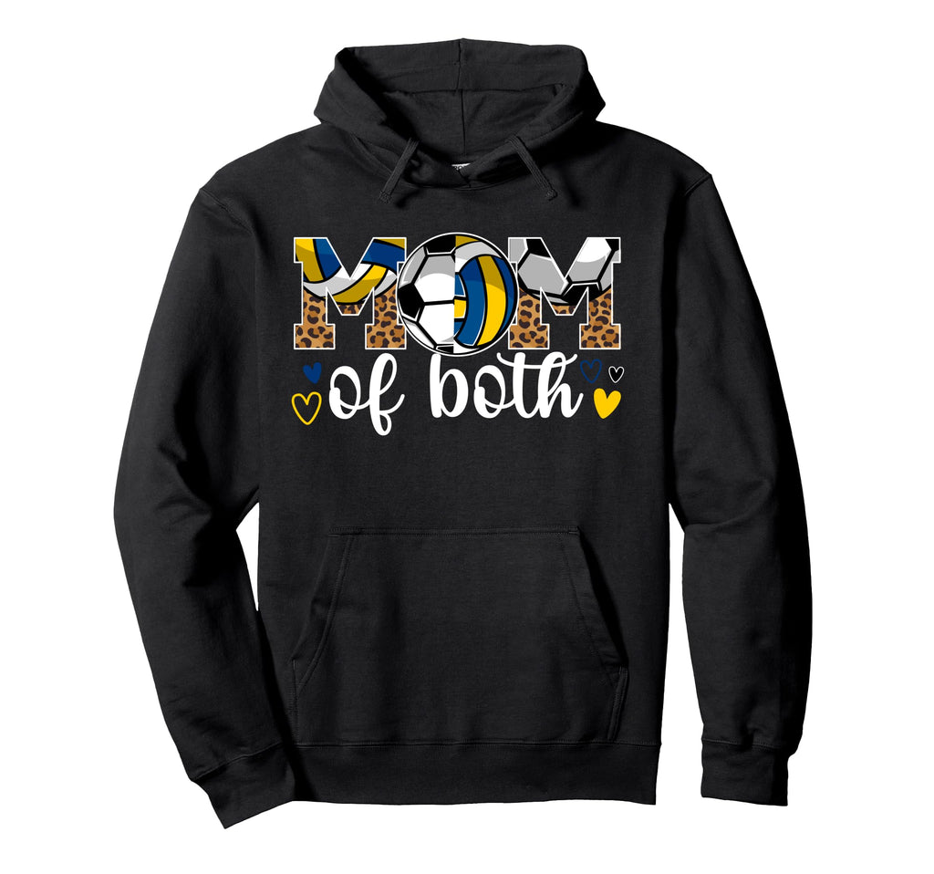 Mom Both Leopard Soccer Volleyball Mom Hoodie - Trendy Graphic Men Women