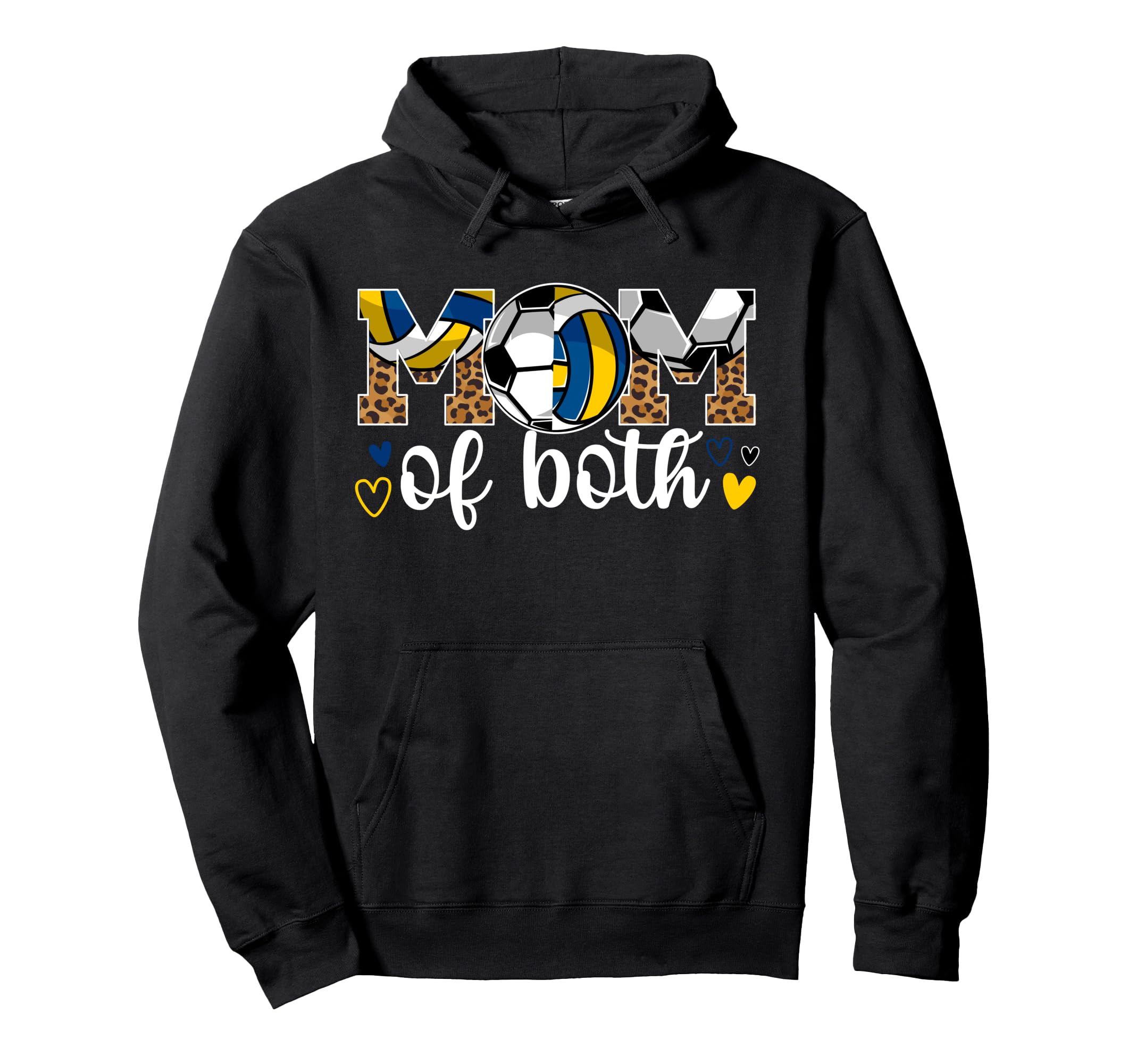 Mom Both Leopard Soccer Volleyball Mom Hoodie - Trendy Graphic Men Women