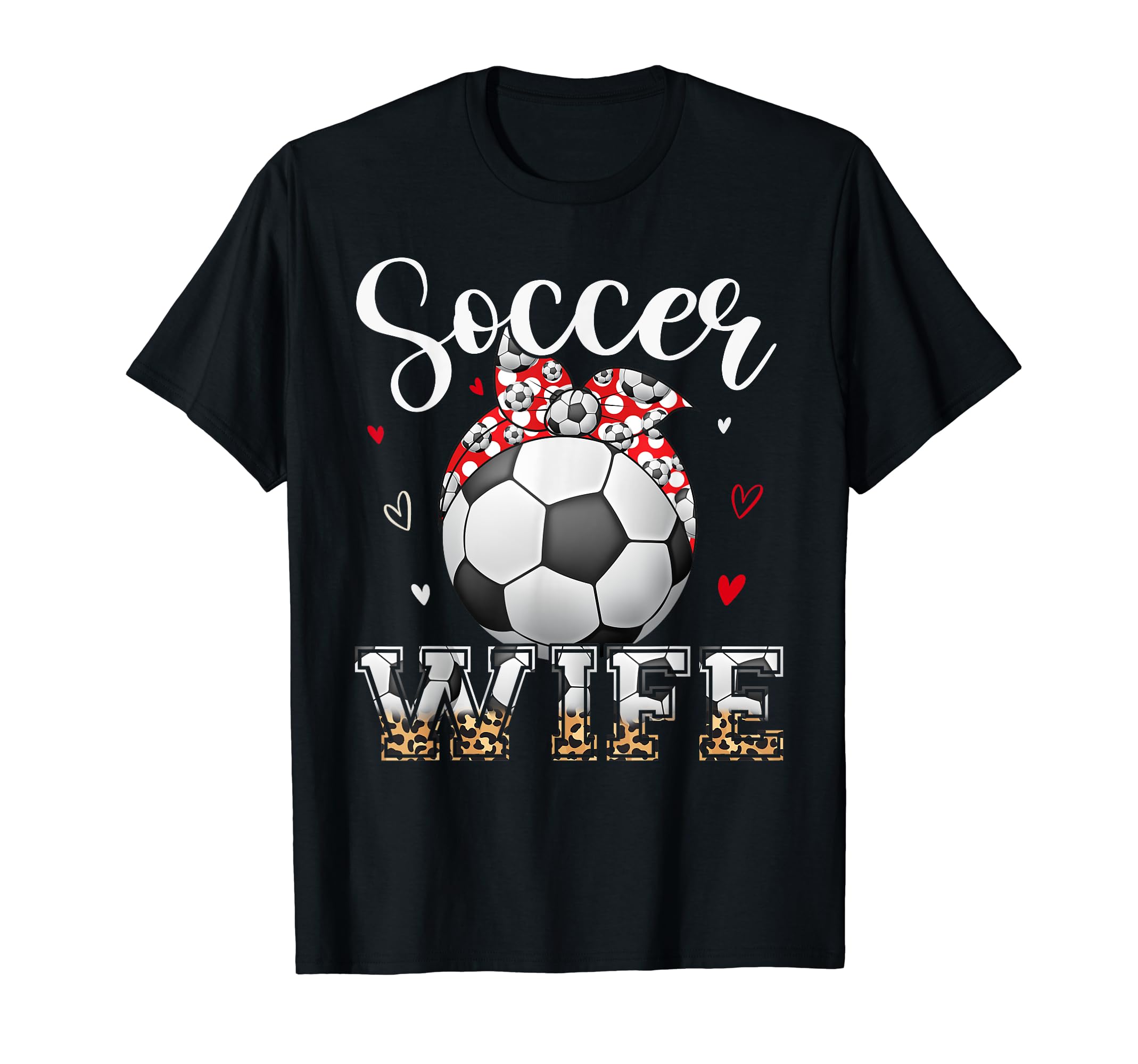 Womens Soccer Wife Headband Leopard T-Shirt - Minimalist Print Men Women