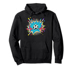 Soccer Pop Art Comic Heartbeat Hoodie - Casual Everyday Wear Unisex
