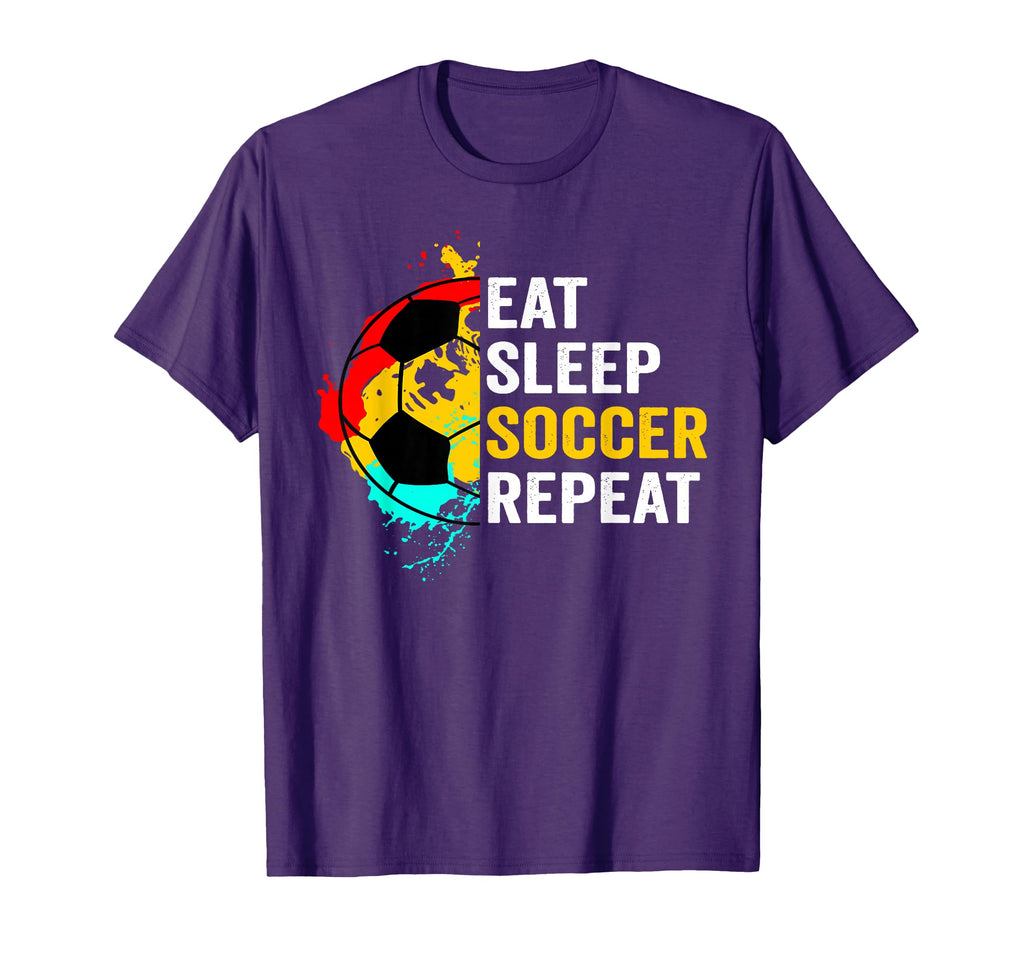 Eat Sleep Soccer Repeat Player Fans Team T-Shirt - Graphic Print Unisex