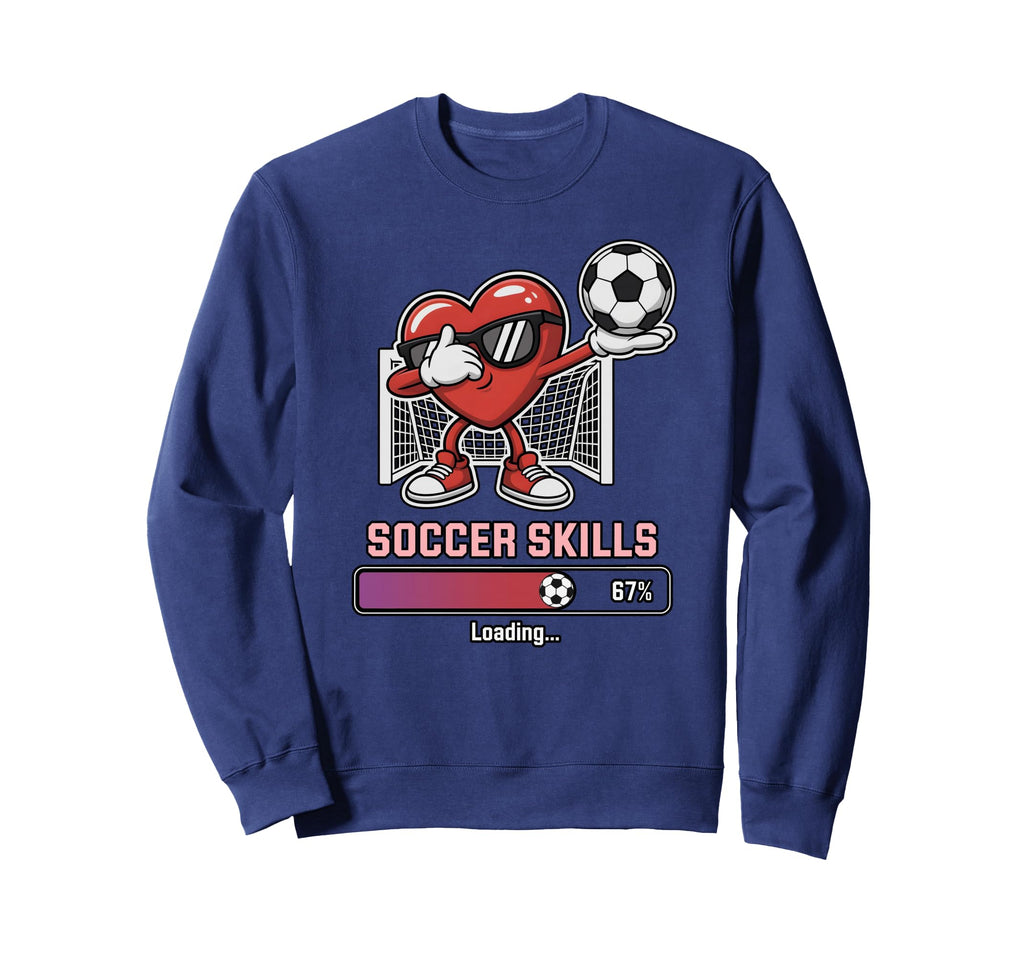 Love Soccer Heart Skills Sweatshirt - Fun Novelty Design for Adults