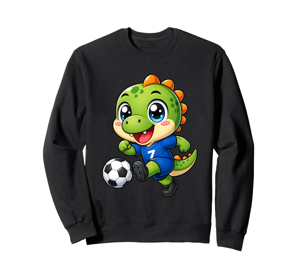 Kawaii Dinosaur Playing Soccer Sweatshirt - Fun Novelty Design Men Women