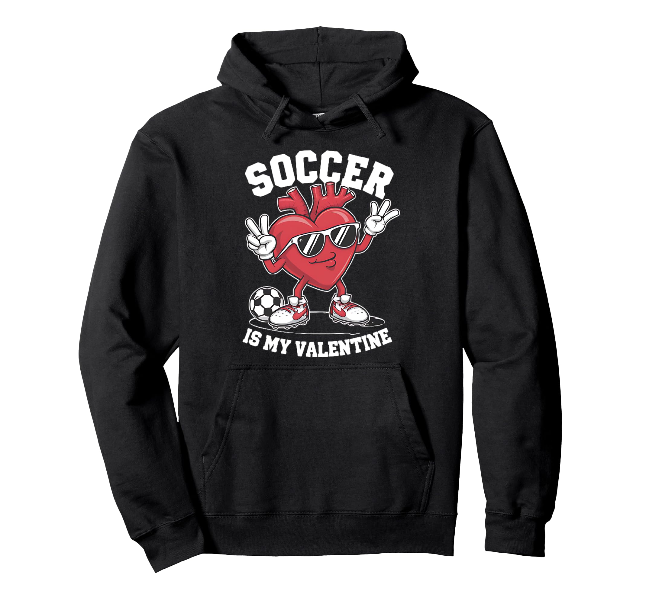 Soccer Is My Valentine Heart Sunglasses Hoodie - Graphic Print Unisex