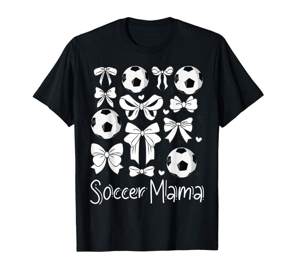 Soccer Mama Bows And Balls Hearts Bow T-Shirt - Unique Graphic Men Women