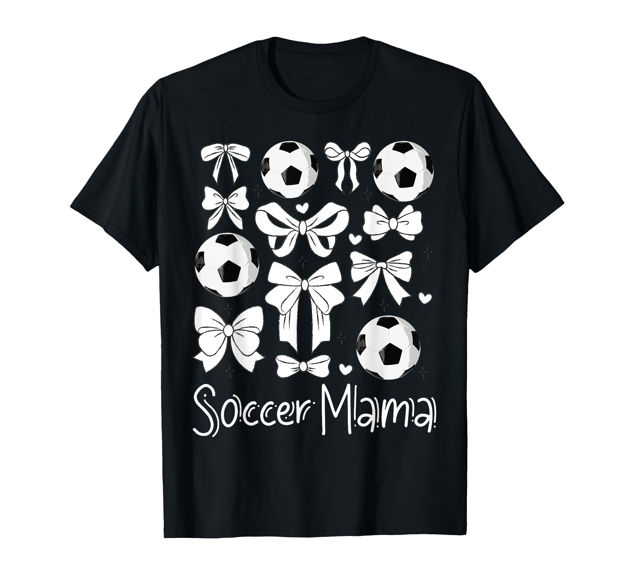 Soccer Mama Bows And Balls Hearts Bow T-Shirt - Unique Graphic Men Women
