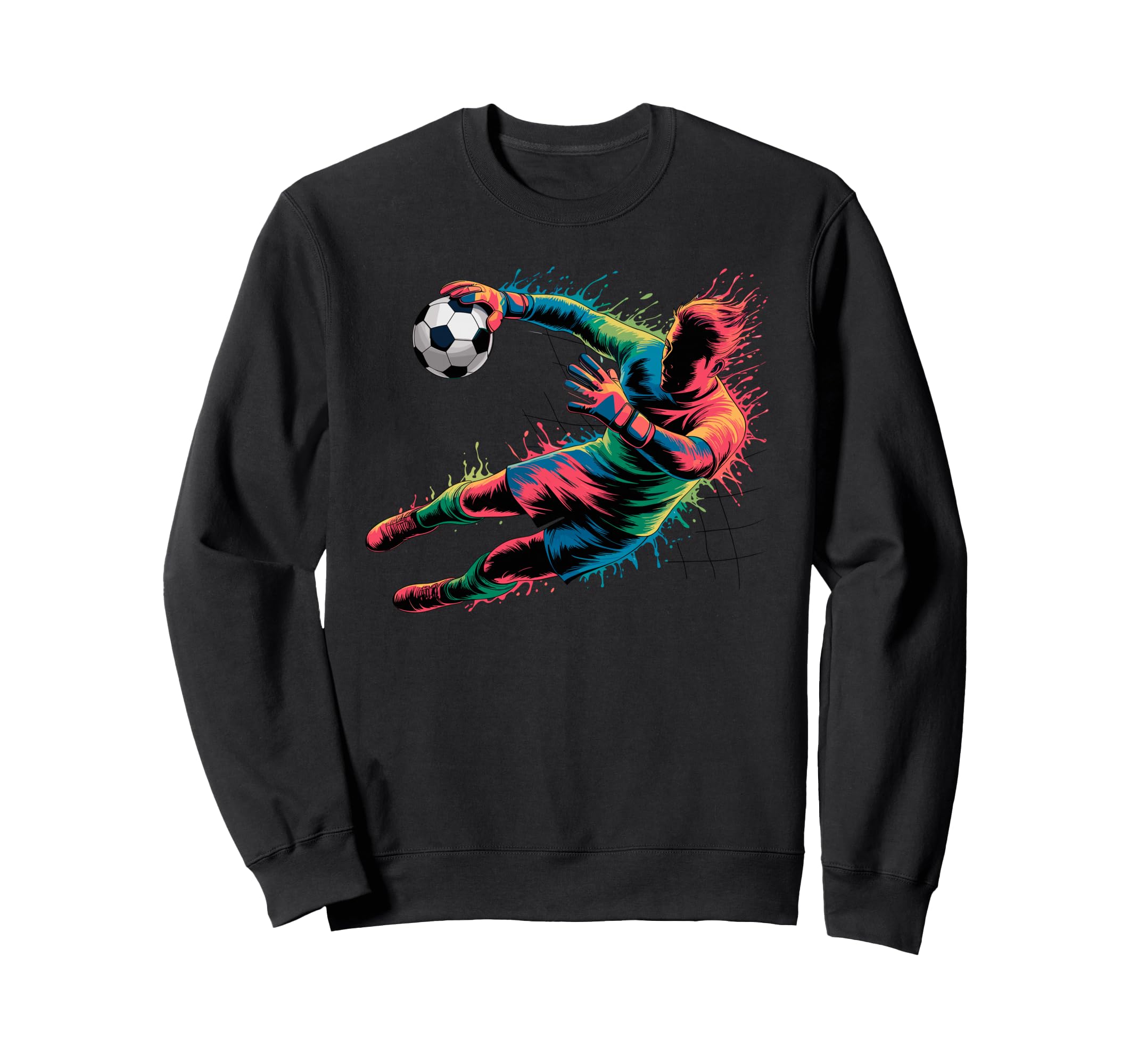 Colorful Funny Soccer Goalie Sweatshirt - Novelty Apparel for Adults