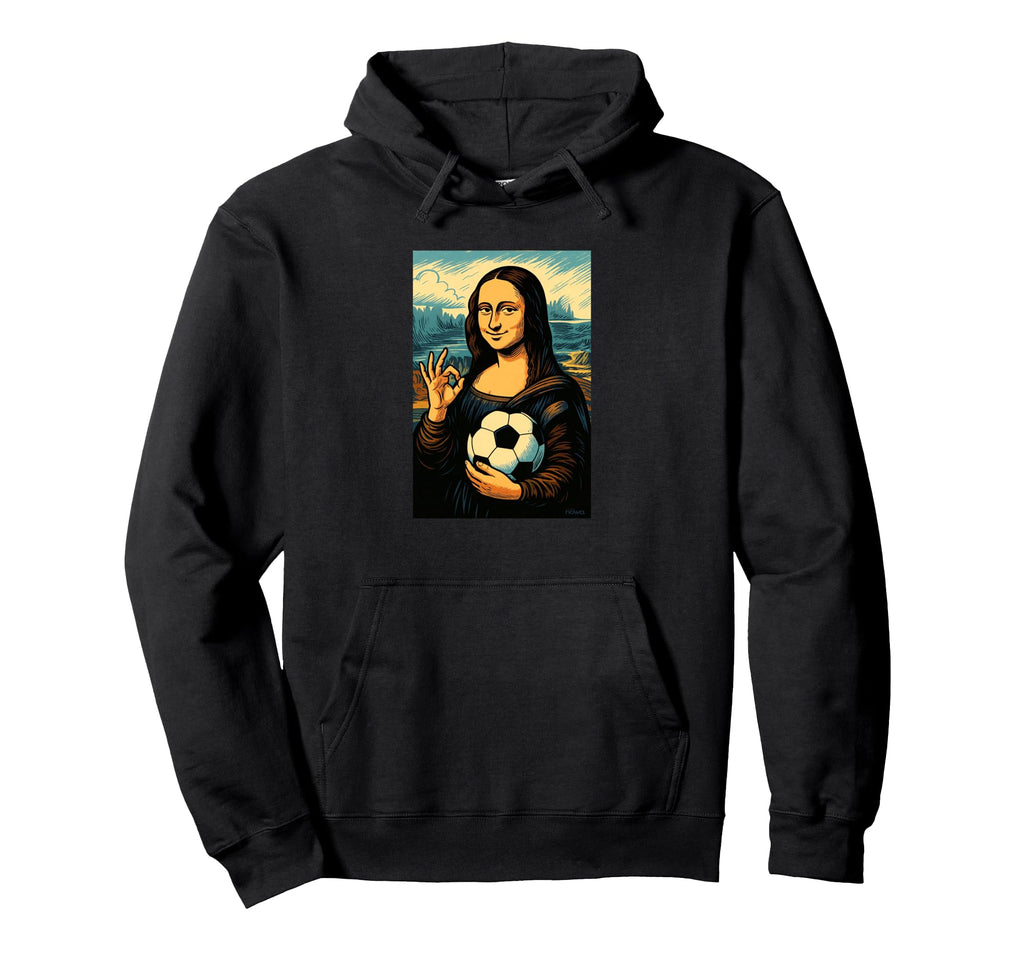 Mona Lisa Loves Soccer Comic Hoodie - Minimalist Print Unisex