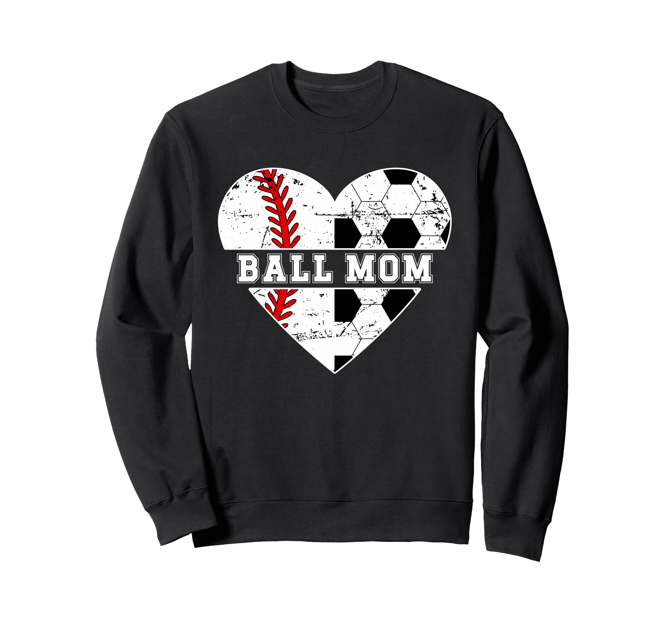 Ball Mom Heart Soccer Baseball Mom Sweatshirt - Aesthetic Graphic Unisex