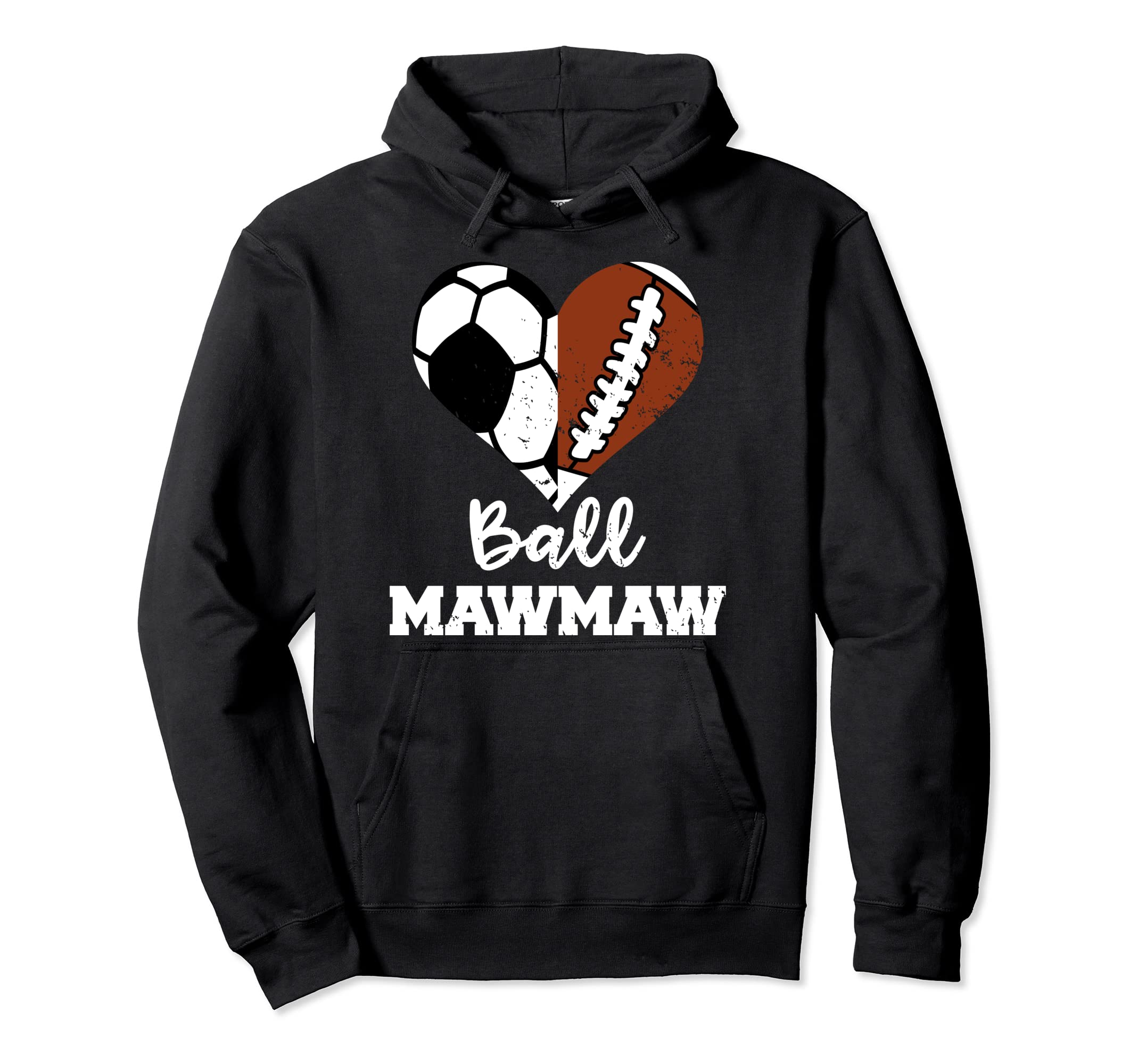 Ball Mawmaw Heart Funny Soccer Hoodie - Novelty Apparel for Adults