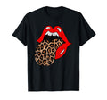 Red Lips Leopard Tongue Trendy Animal T-Shirt - Graphic Print Men Women