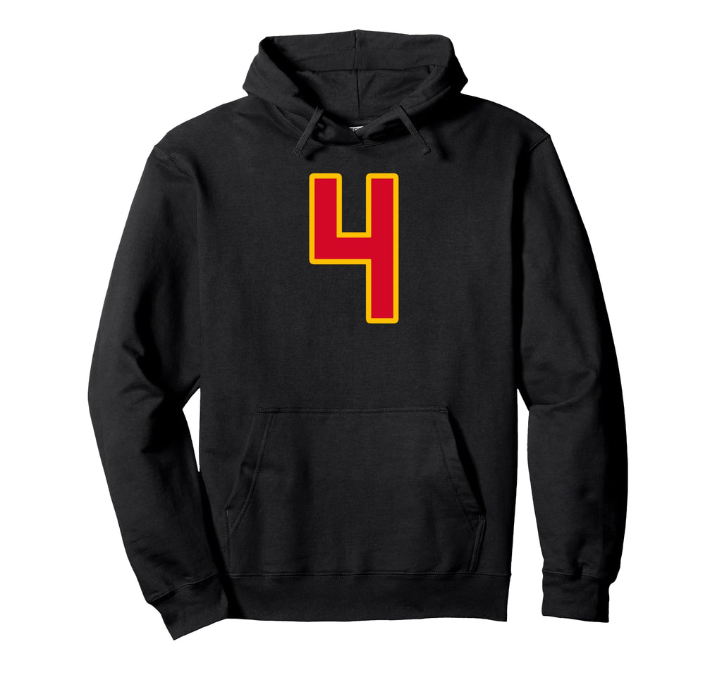 Bright Red Gold Number 4 Jersey Hoodie - Streetwear Style for Adults