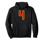 Bright Red Gold Number 4 Jersey Hoodie - Streetwear Style for Adults