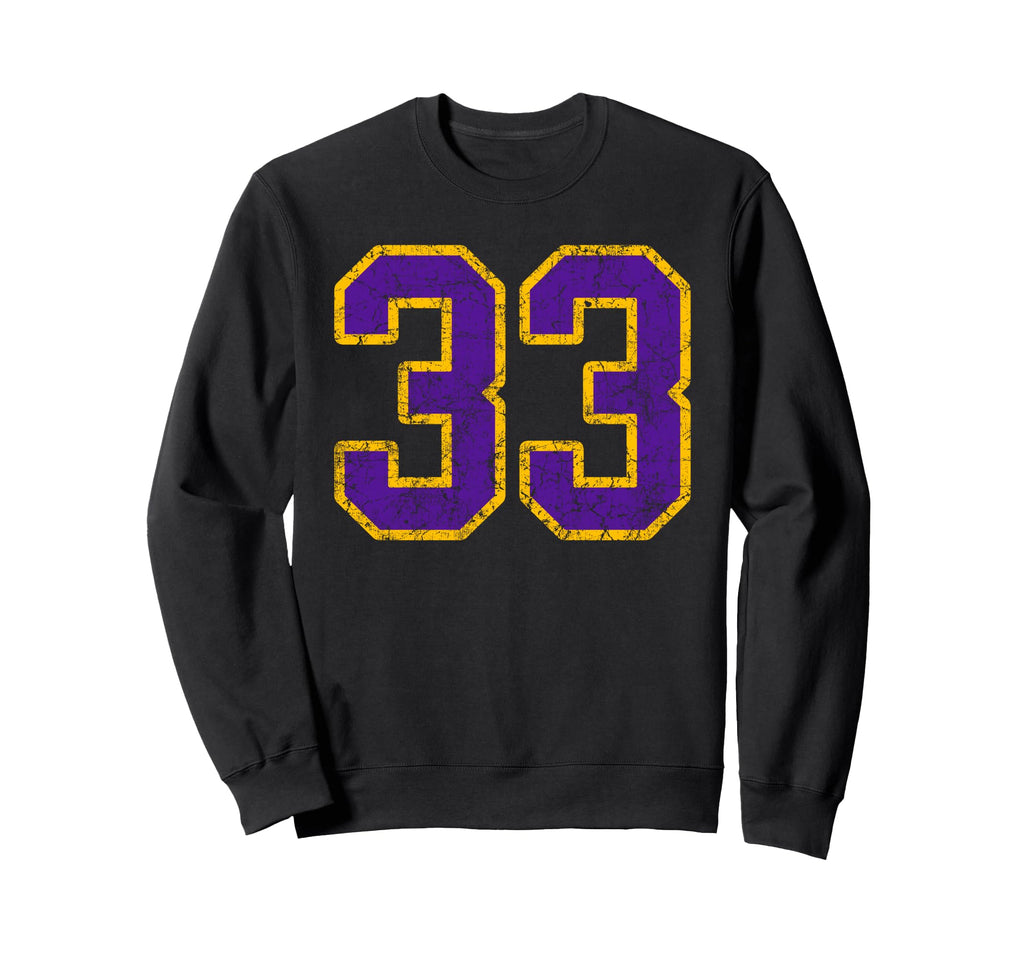 Purple Gold Number 33 Jersey Sweatshirt - Minimalist Print Men Women