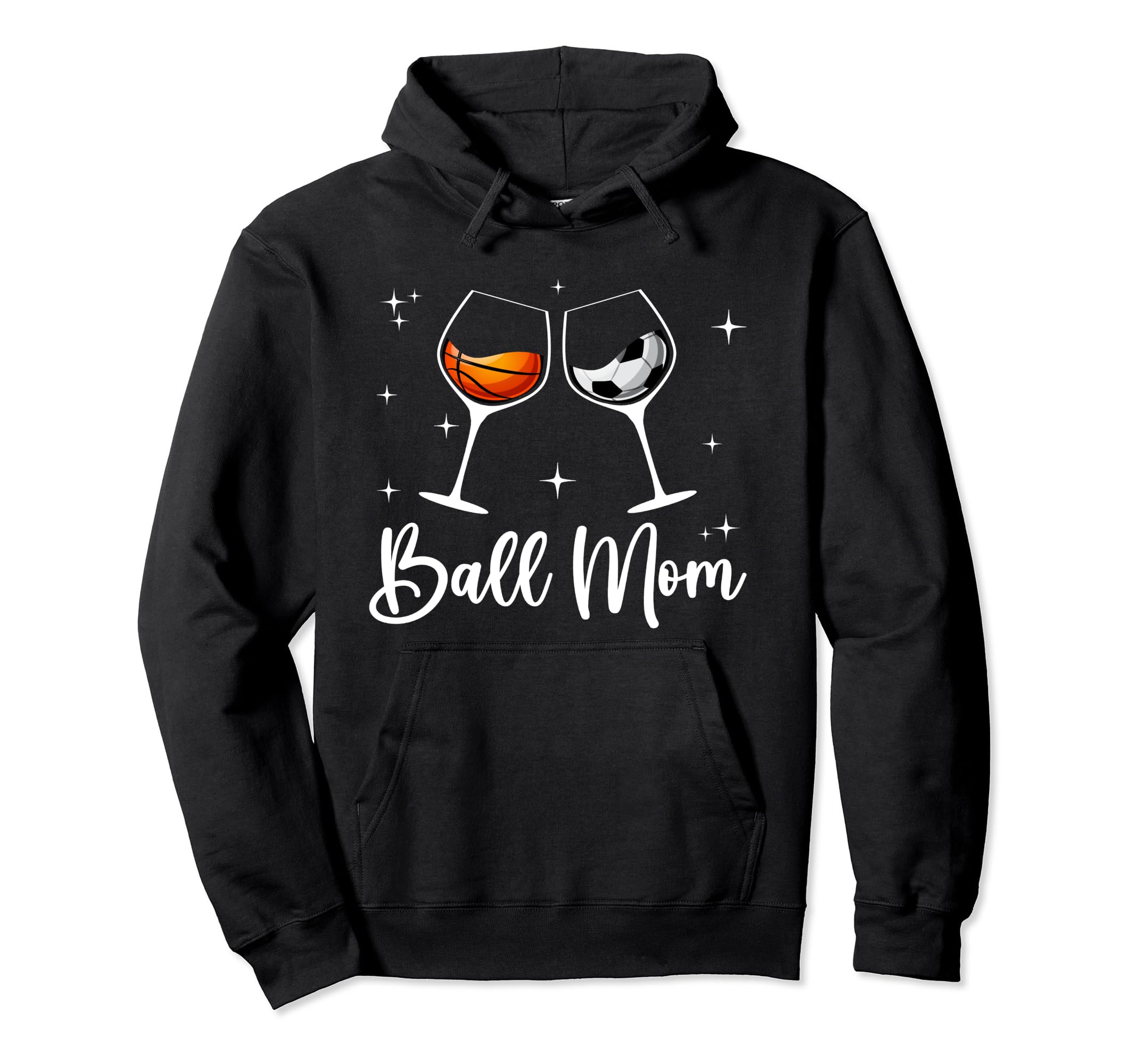 Ball Mom Wine Mom Funny Basketball Mom Hoodie - Graphic Print for Adults