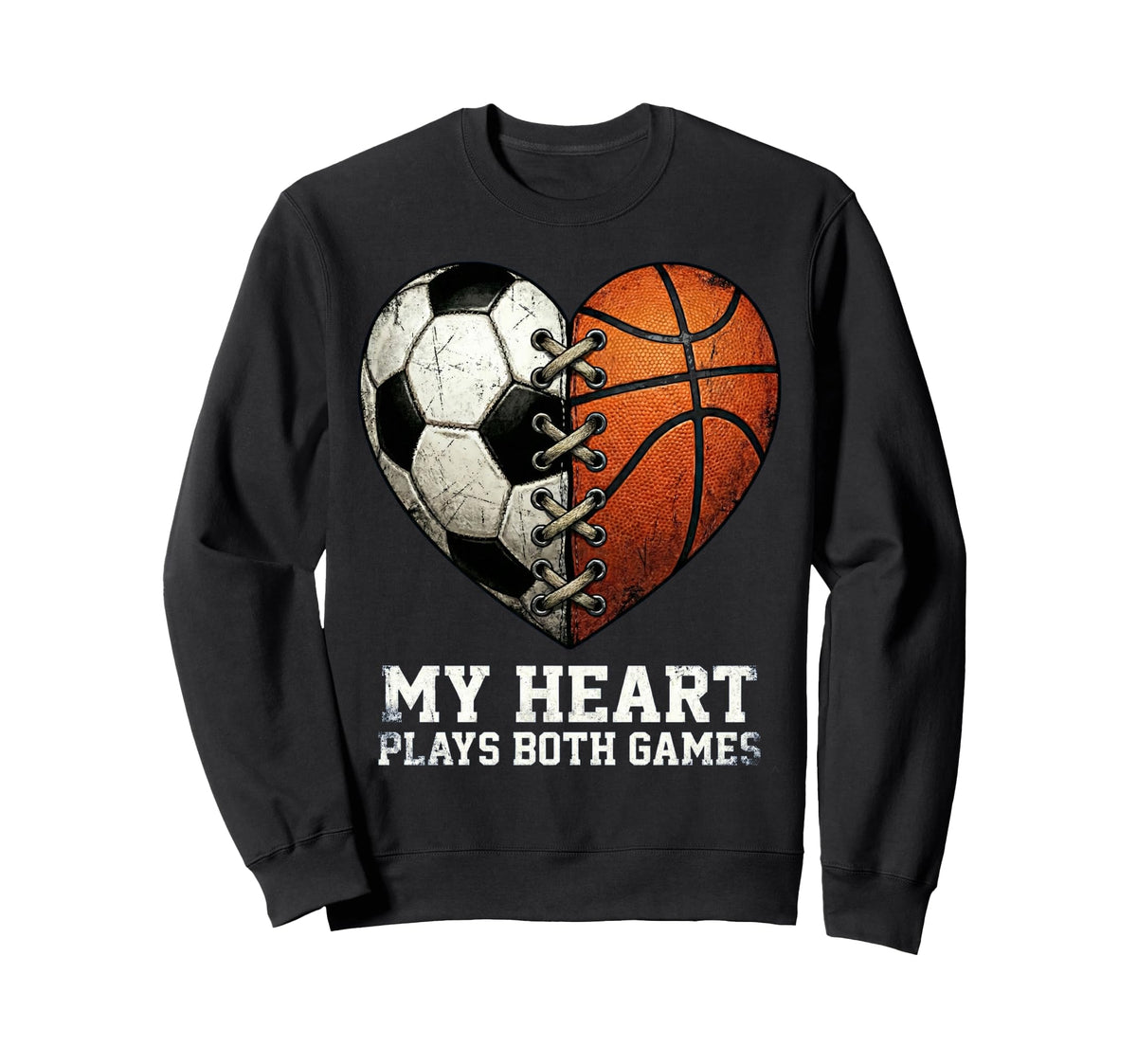 Soccer And Basketball Heart Dual Sweatshirt - Custom Art Print for Adults