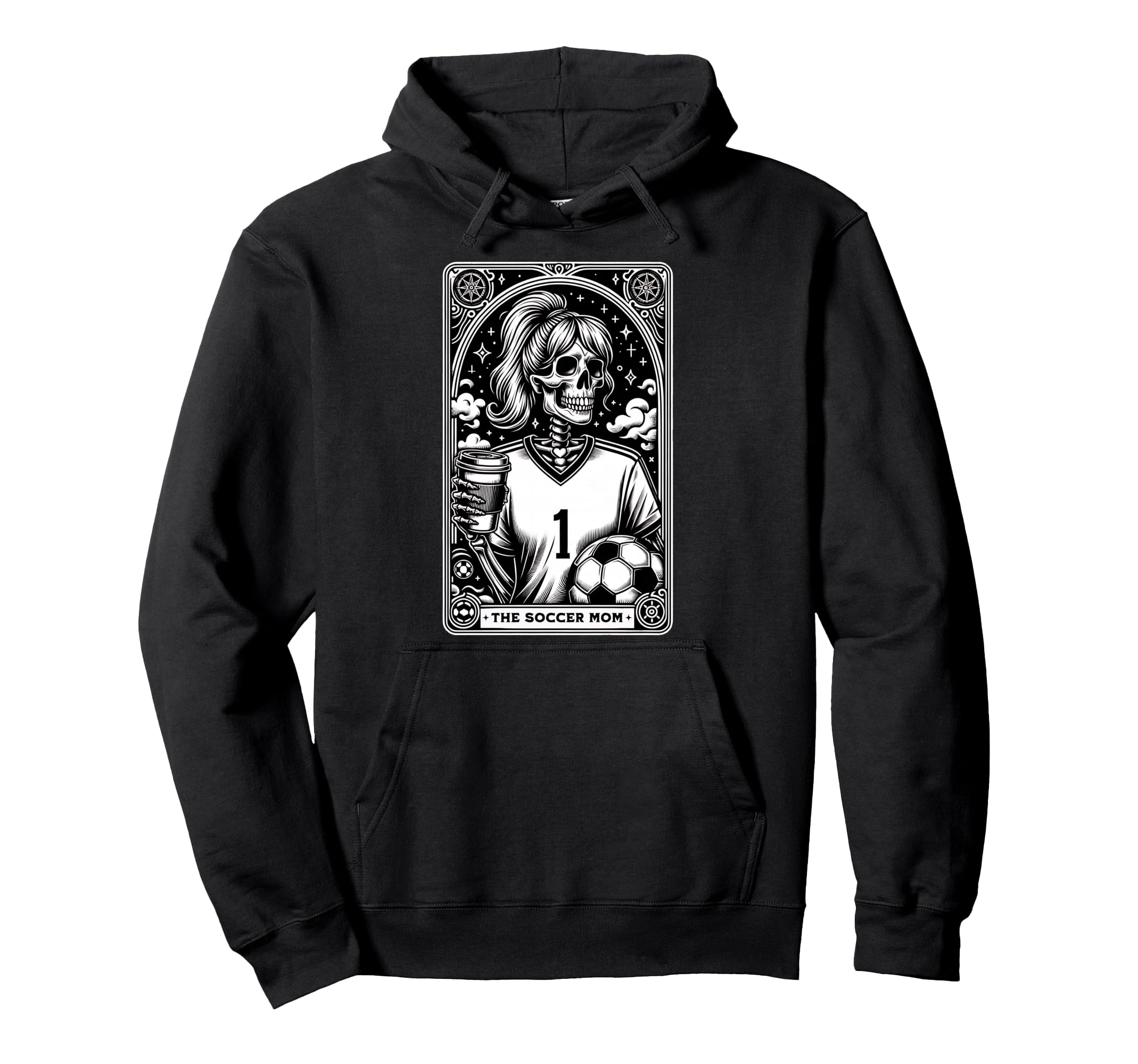 Funny Soccer Mom Skeleton Tarot Card Hoodie - Graphic Print Unisex