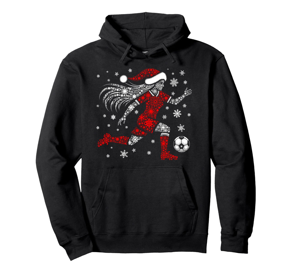 Santa Holiday Snowflakes Soccer Player Hoodie - Casual Everyday Wear Unisex