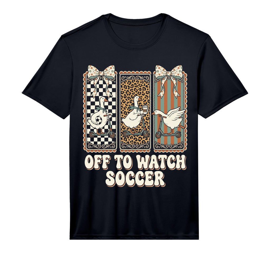 Off To Watch Soccer Silly Goose Funny T-Shirt - Trendy Graphic for Adults