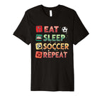 Eat Sleep Soccer Repeat Funny Soccer T-Shirt - Minimalist Print Men Women