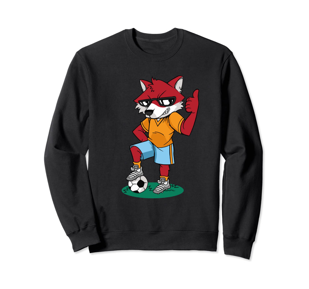 Fox Playing Football Soccer Sweatshirt - Custom Art Print for Adults