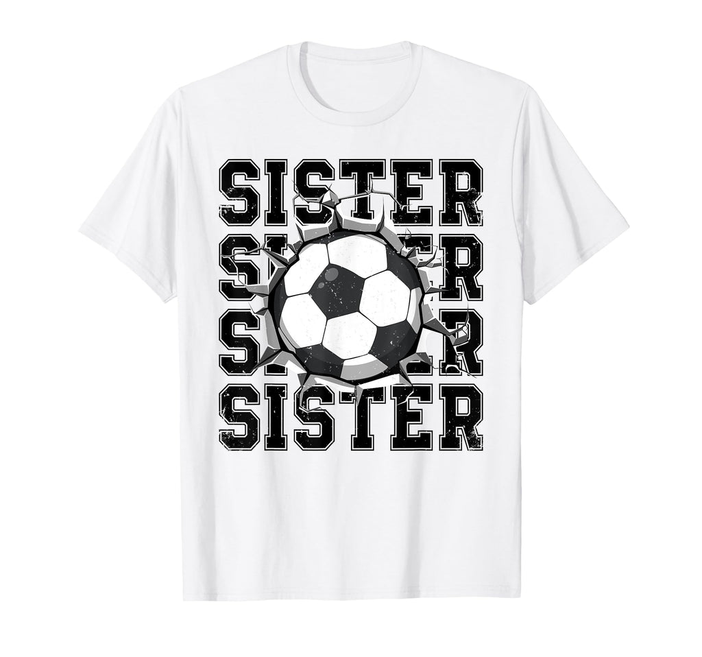 Soccer Sister Cracked Wall Family T-Shirt - Unique Graphic for Adults